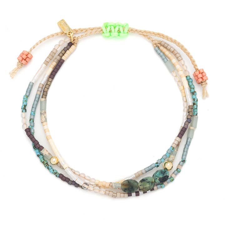 Scout Curated Wears - Wholesale Beaded Bracelet - Mixed Media Bracelet - Transformation/African Turquoise/Gold