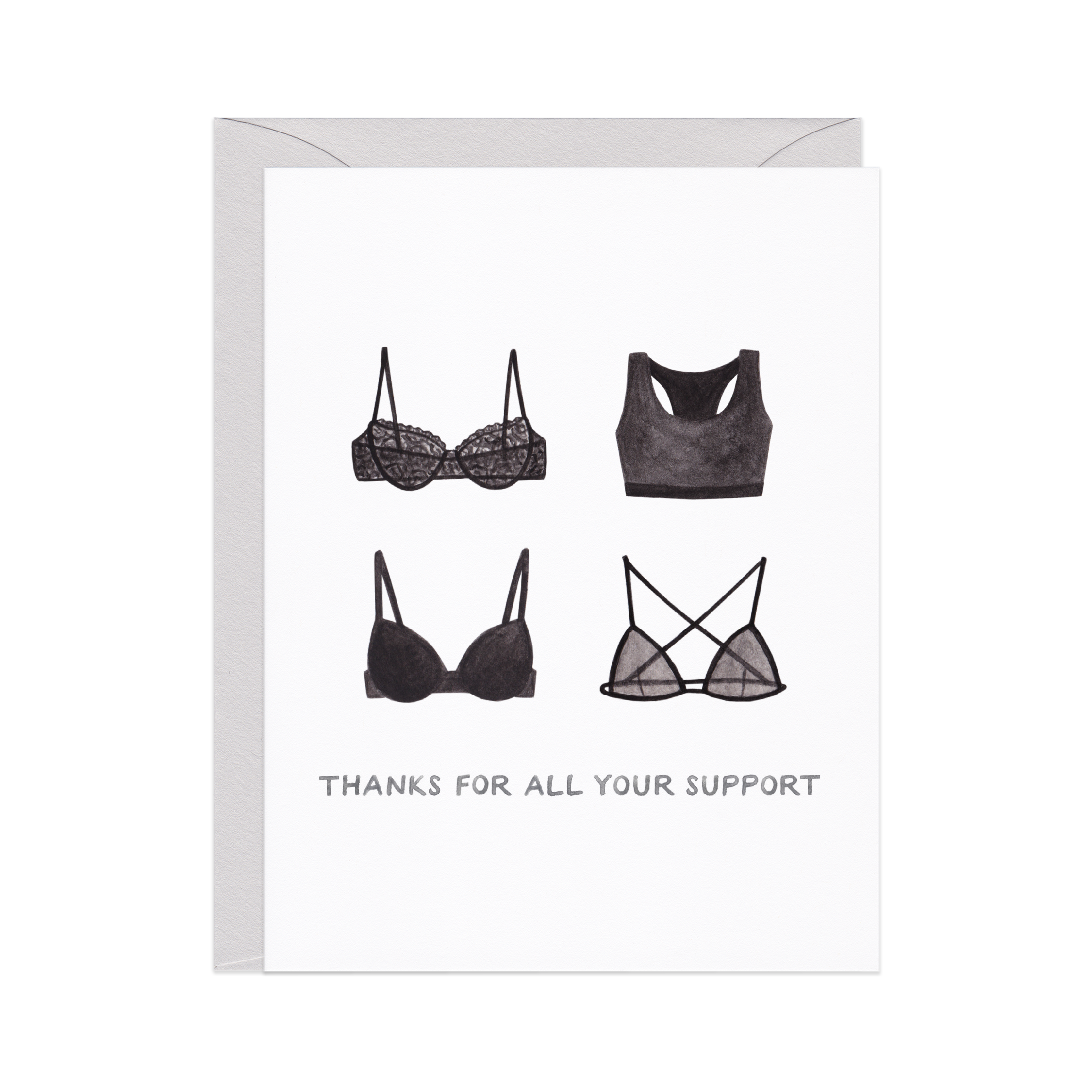 Amy Zhang - Wholesale Thank You Card - Thanks For The Support — Funny Bra Thank You Card1