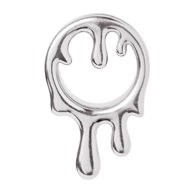 Custom Plugs - Wholesale Single Earring - Silver Drippy Screwback Plug / Tunnel / Gauge1