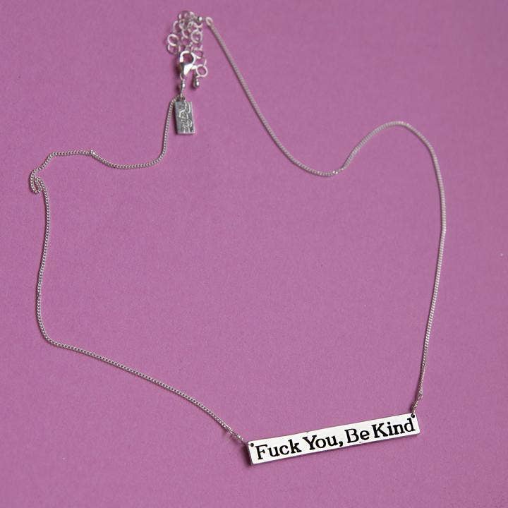 Fuck You Be Kind Nameplate Necklace for wholesale by Rafia