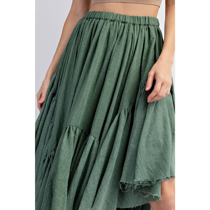 Sweet Generis - Wholesale Skirt - Women's - ASYMMETRICAL RAW-EDGE RUCHED UNEVEN HEMLINE SKIRT