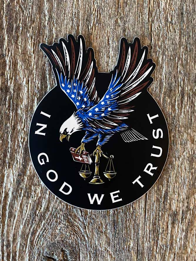 Eagle In God We Trust Sticker for wholesale by Hope Outfitters