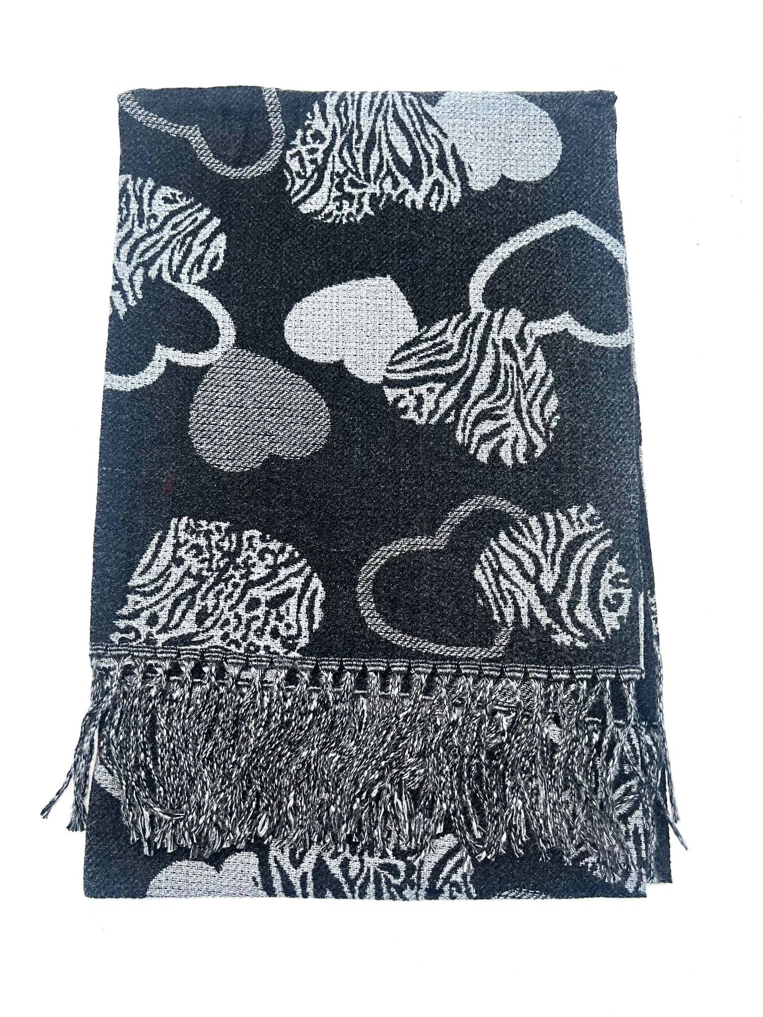 LINETA - Wholesale Scarf - Women's - HH-356 Reversible heart pattern scarf4