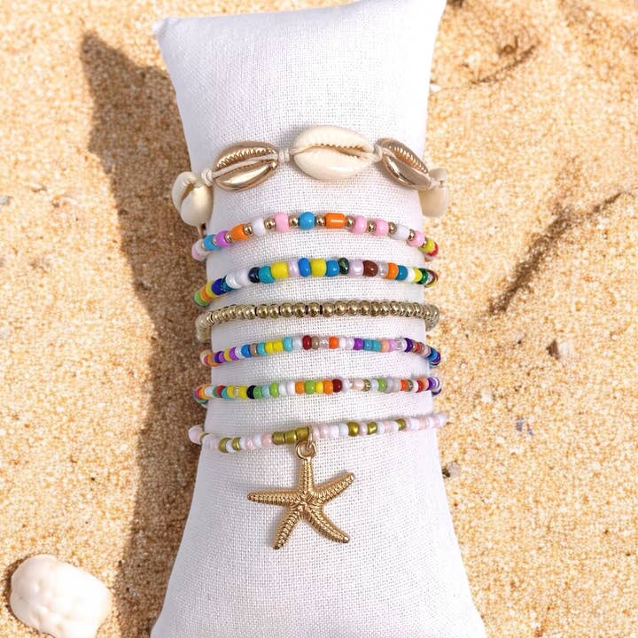 White Shell anklets 6EN01 for wholesale on Faire2