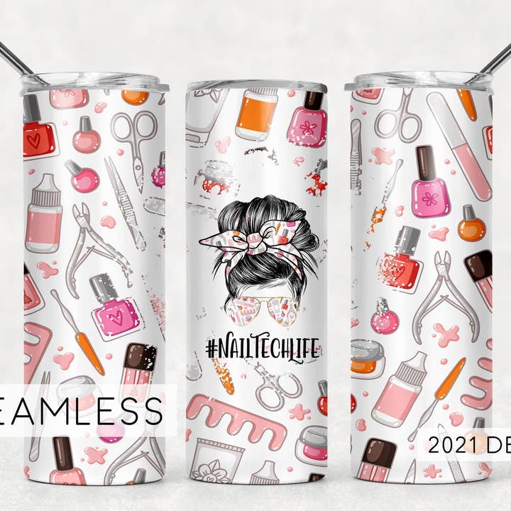 Seamless #NailTechLife for wholesale by Noel & Co Tumblers