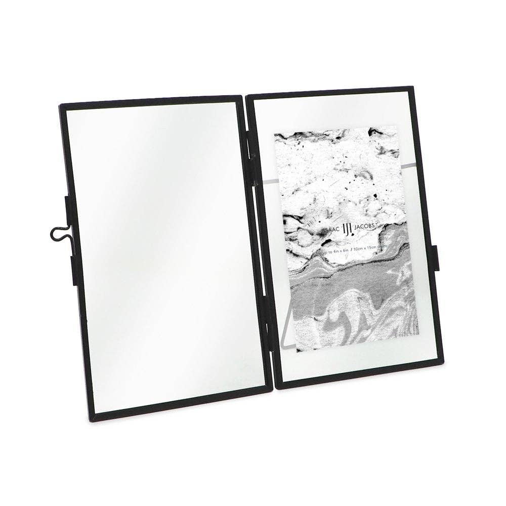 Black Isaac Jacobs Modern Style Metal Floating Desk Photo Frame for wholesale on Faire5