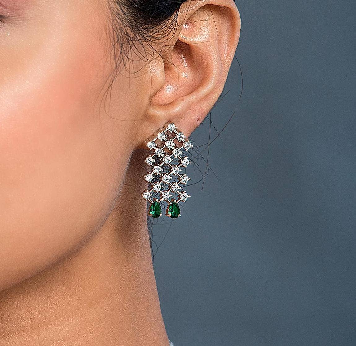 Vastrabhushan – wholesale Jewellery set – Elegant American Diamond Green Bridal Necklace Set3