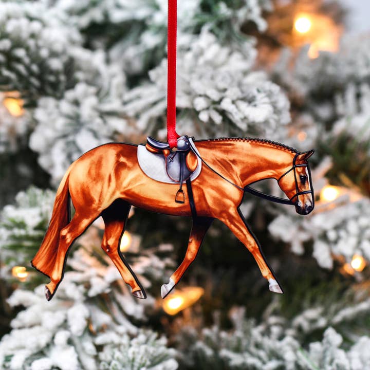 Classy Equine - Wholesale Ornament - Chestnut English Pleasure - Hunt Seat Quarter Horse Ornament