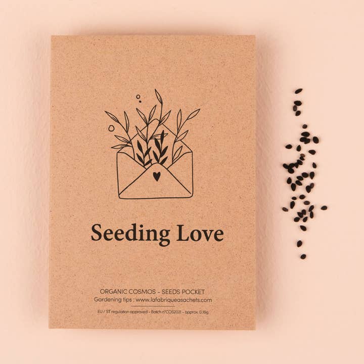 La Fabrique à Sachets - Wholesale Thank You Card - Ensemencement d'Amour - Version anglaise - Paquet de graines de Cosmos0