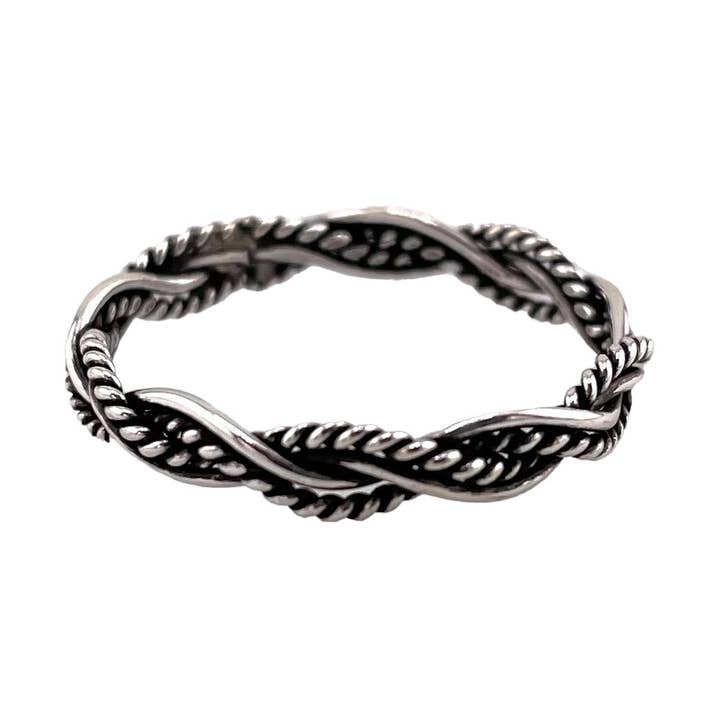 Braided Rope 3.5mm Band Ring Sterling Silver for wholesale by Select Lines