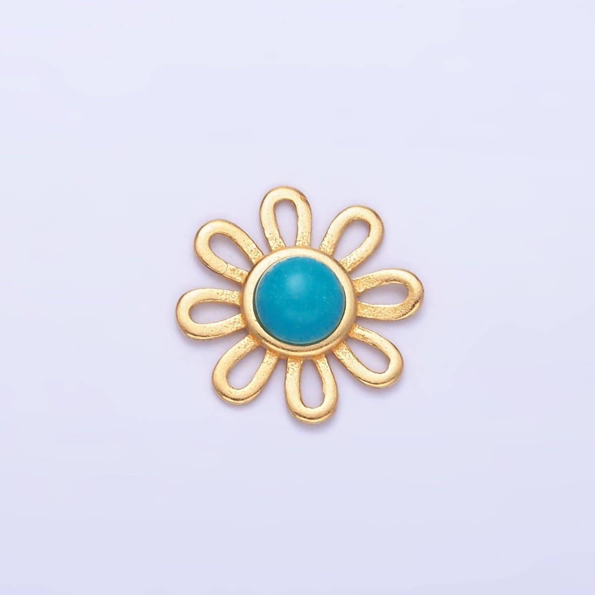 Aim Eternal - Venta al por mayor Material para manualidades - Conector de Girasol de Turquesa en Plata de Ley S925 en Oro y Plata | SL-6280