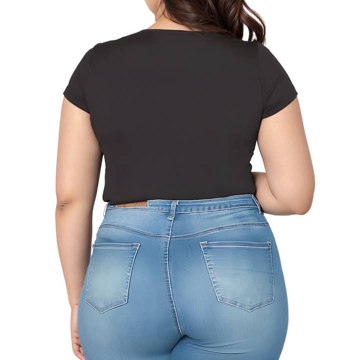 Robin K – Großhandel Body – Damen – Pleione Gerippter Trichterbody für Damen in Übergröße6