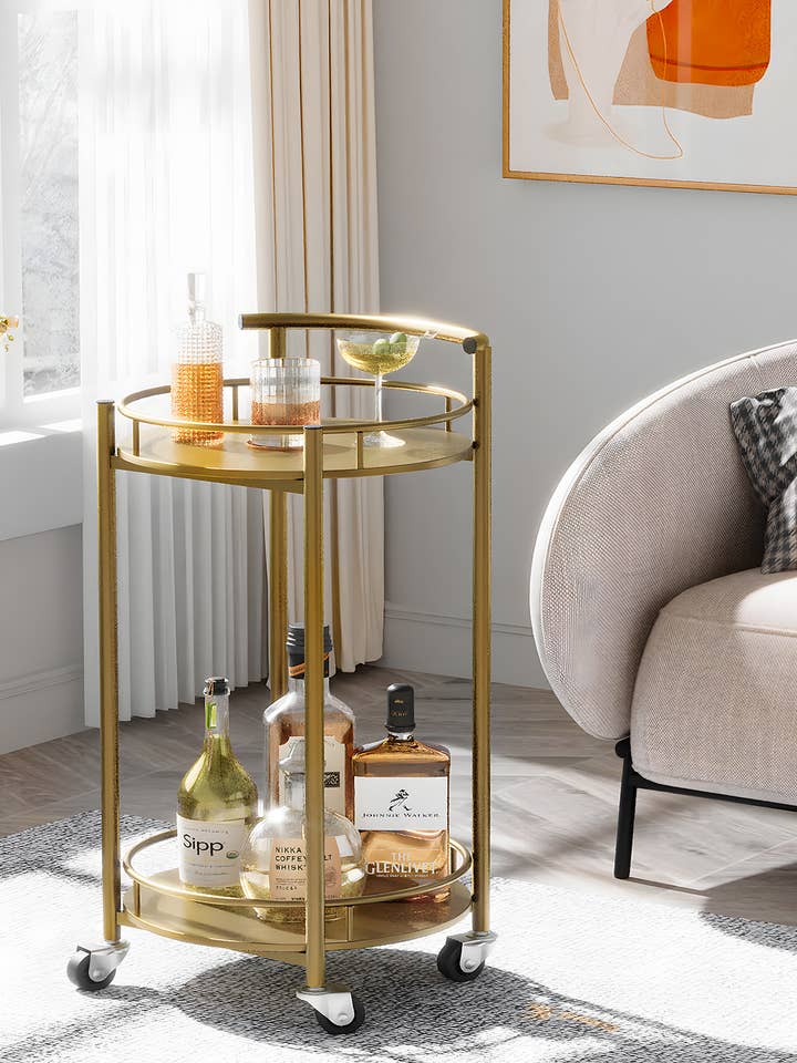 30X15 2 LEVEL GOLD KITCHEN CART for wholesale by Three Star IM/EX Inc.