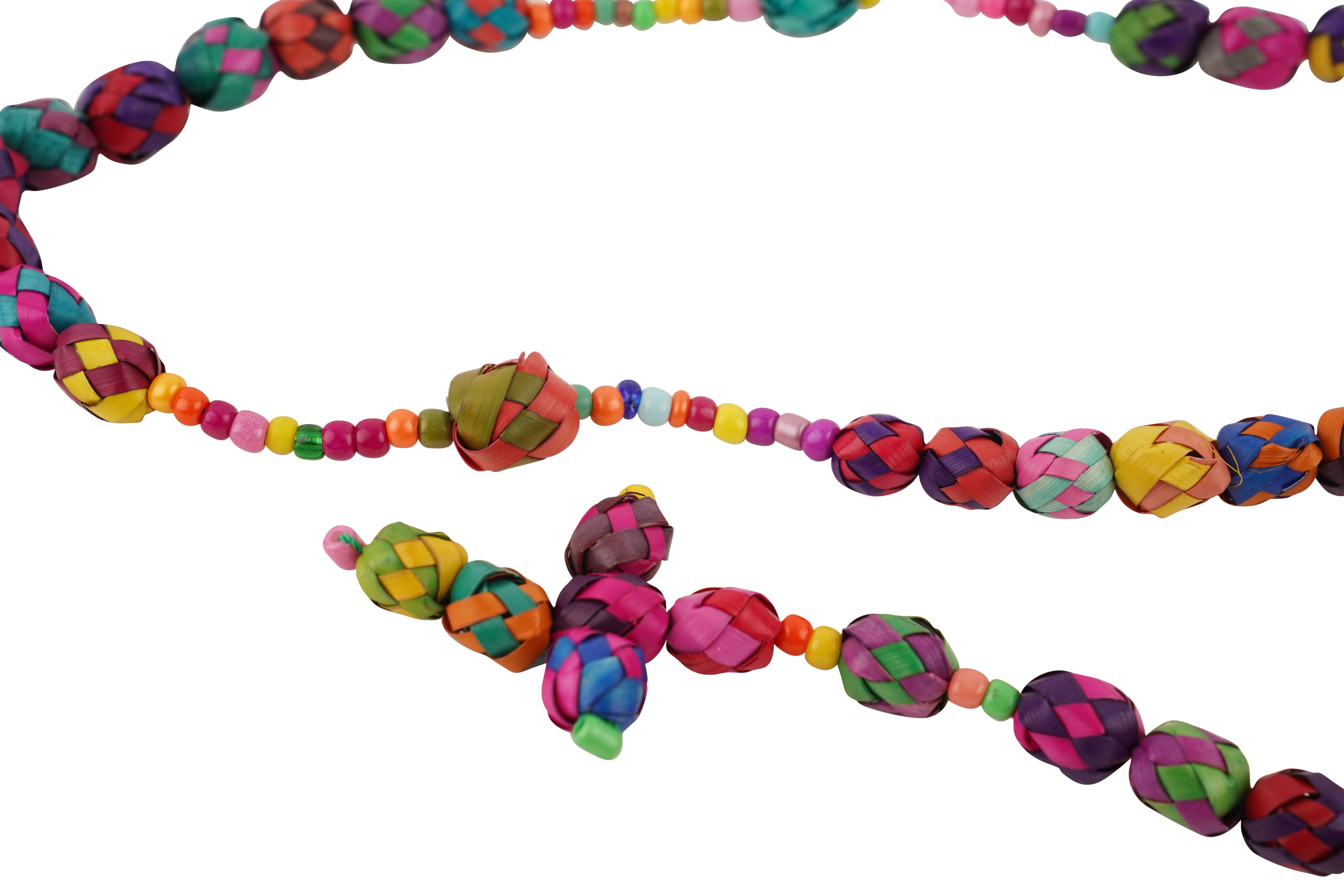 My Amigos Imports – wholesale Prayer beads necklace – Colorful Palm Rosary with Cross-Handmade-21 inch-Fiesta-$103