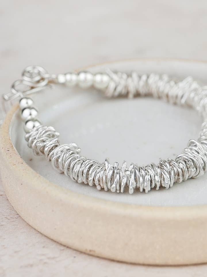 Sterling Silver Large Nugget Bracelet for wholesale by Lucy Kemp Jewellery