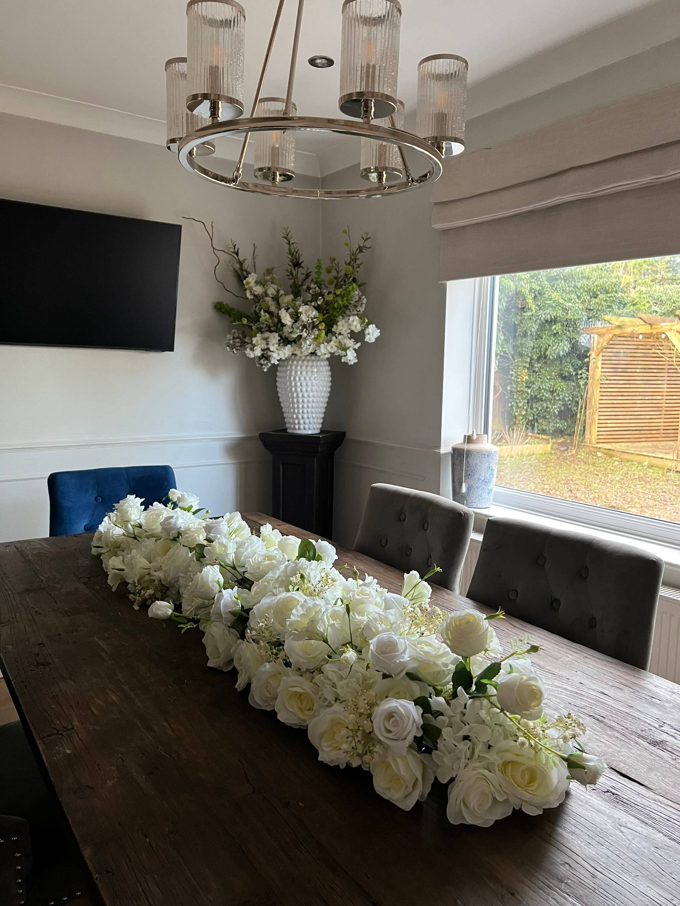 IVY CRUZ - Wholesale Bunting/Garland - Table Flower Garland, Bridal Table Garland, White Flower2