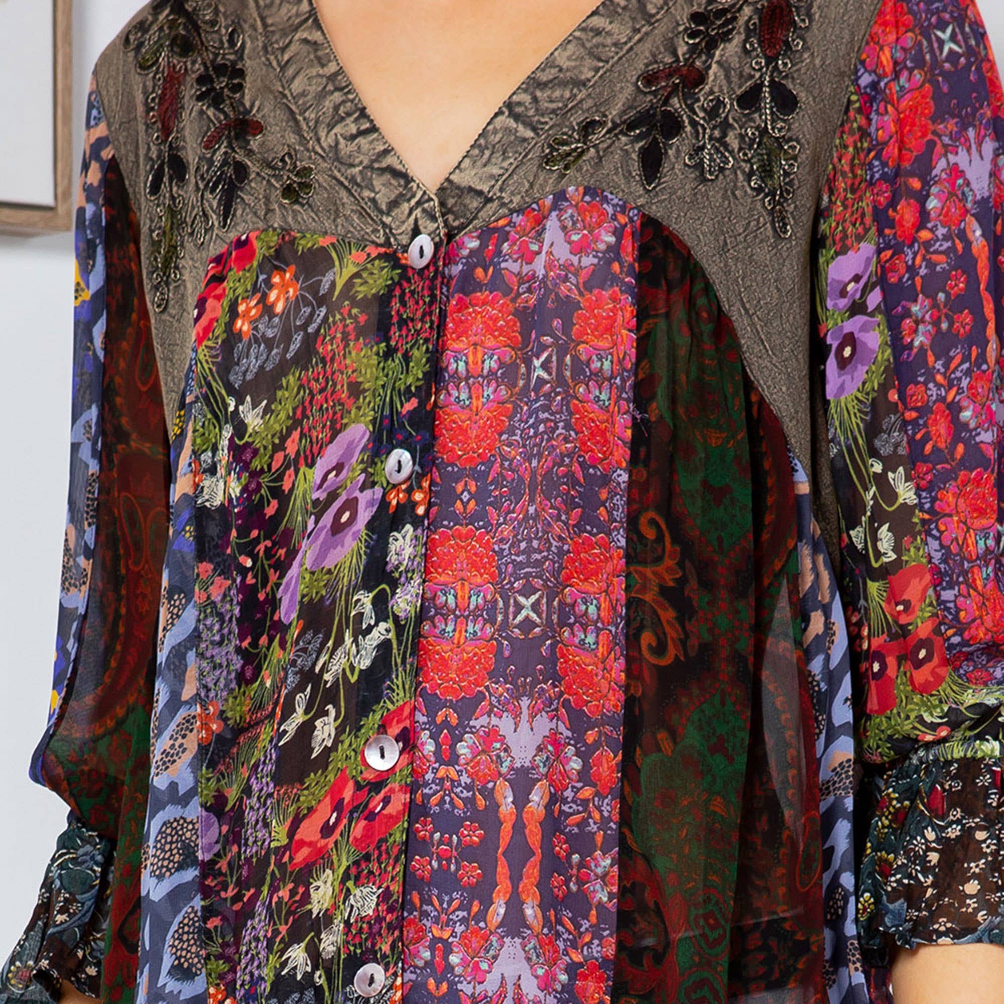 Young Threads - Wholesale Button Down Shirt - Women's - Boho Delight: Overdyed Rayon V-Neck Top7