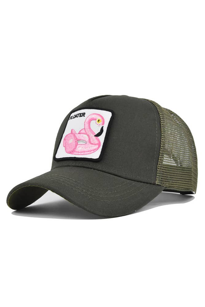 UNISHE - Vendita all'ingrosso Cappellino da camionista - Donna - Berretto da baseball con ricamo cigno rosa floater MOQ 3pcs DX0221
