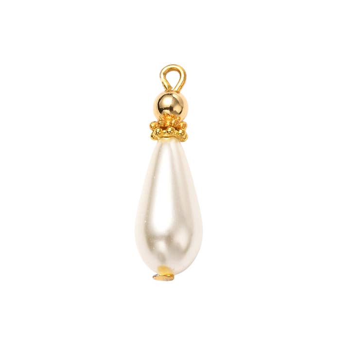 Pearl Vintage Teardrop Charm for wholesale by The Charm Bar Company