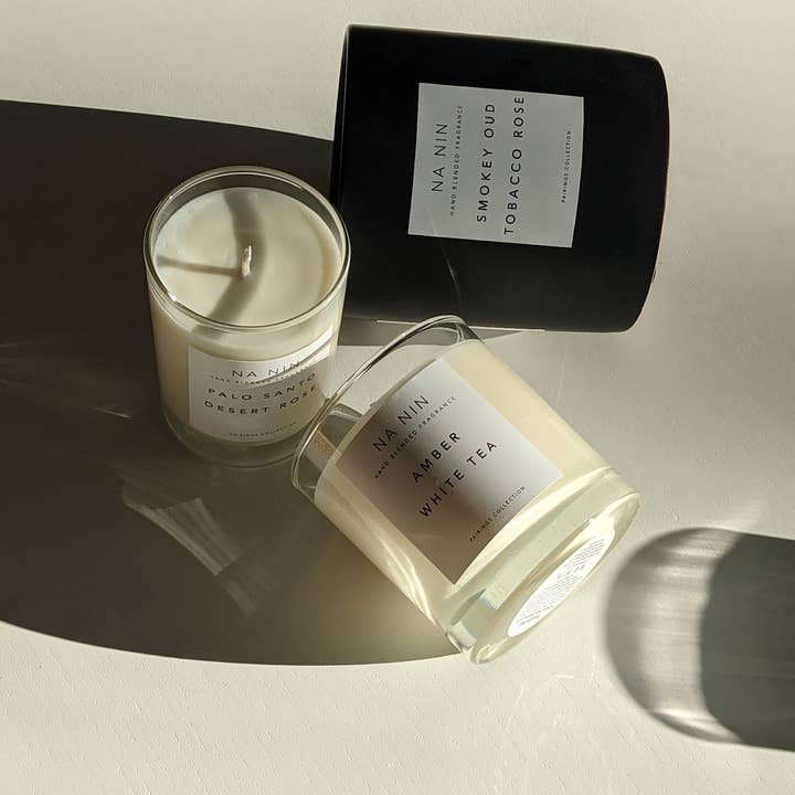 Na Nin – wholesale Jar/filled candle – Smokey Oud & Tobacco Rose Candle / Available in Multiple Sizes7