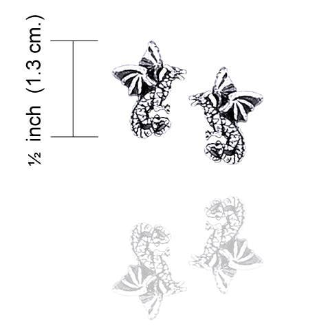 Silver Insanity - Wholesale Stud/Post Earrings - Small Flying Dragons - Detailed Sterling Silver Post Stud Earrings3