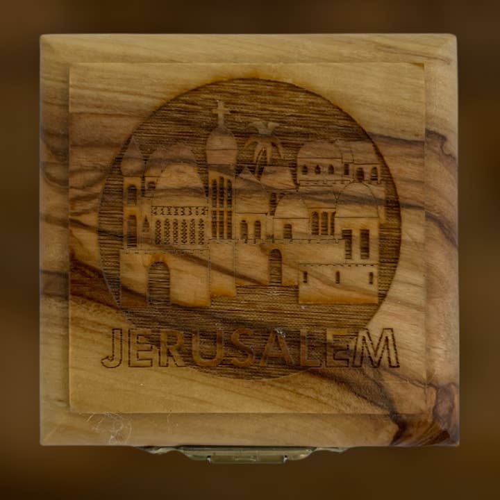 Holy Land Imports – wholesale Prydnadslåda – Myntlåda Red Velvet Jerusalem Cross