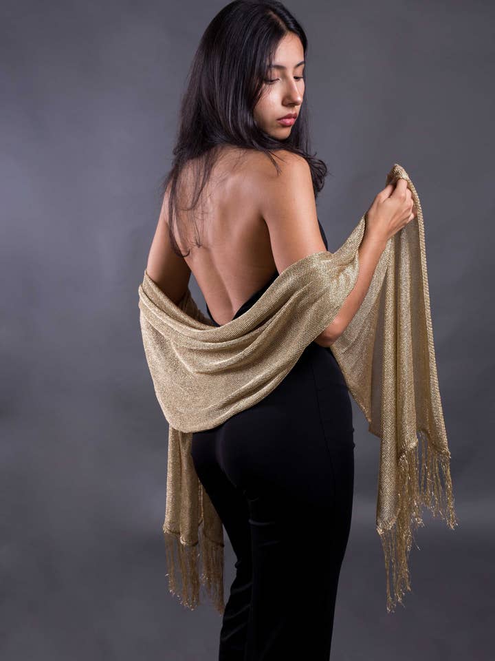 Sjal i metallisk strik for engroshandel hos MR Complements