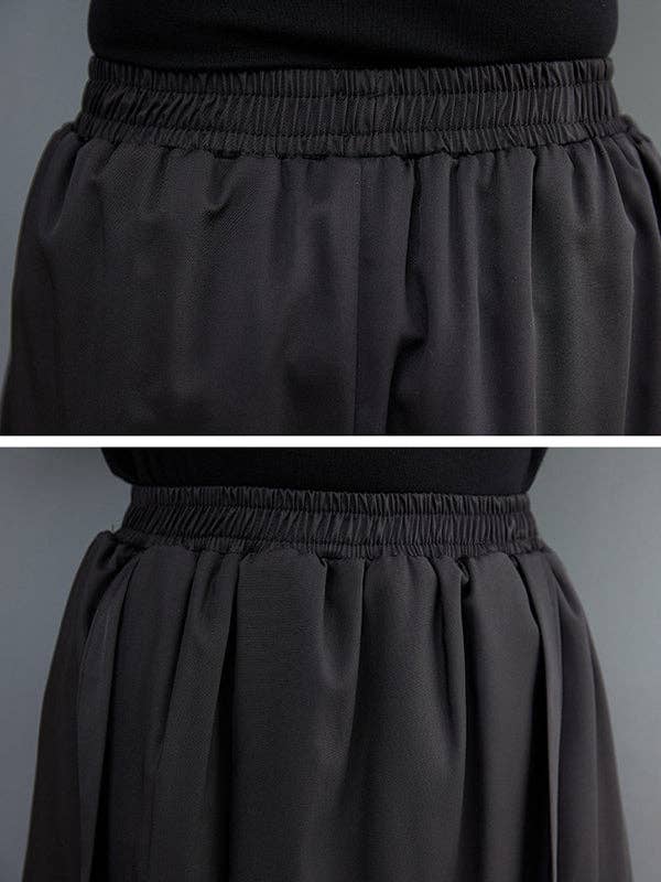 SVART Breda ben beskurna enfärgade avslappnade byxor culotte för wholesale på Faire7