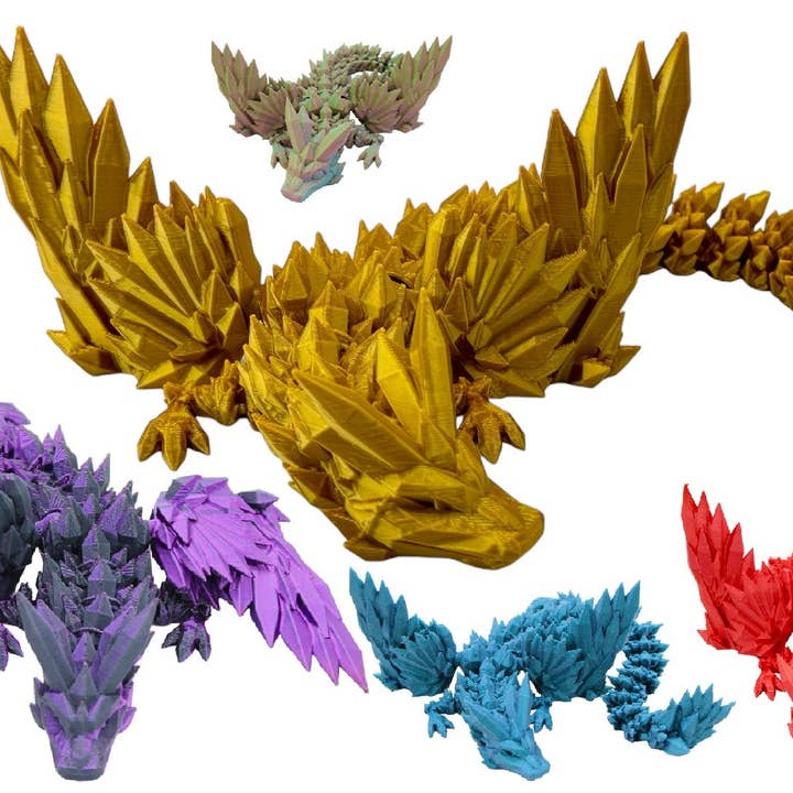 Jouet Crystal Wing Dragon Fidget - Dragon articulé imprimé en 3D pour la vente par Acworth Alchemist