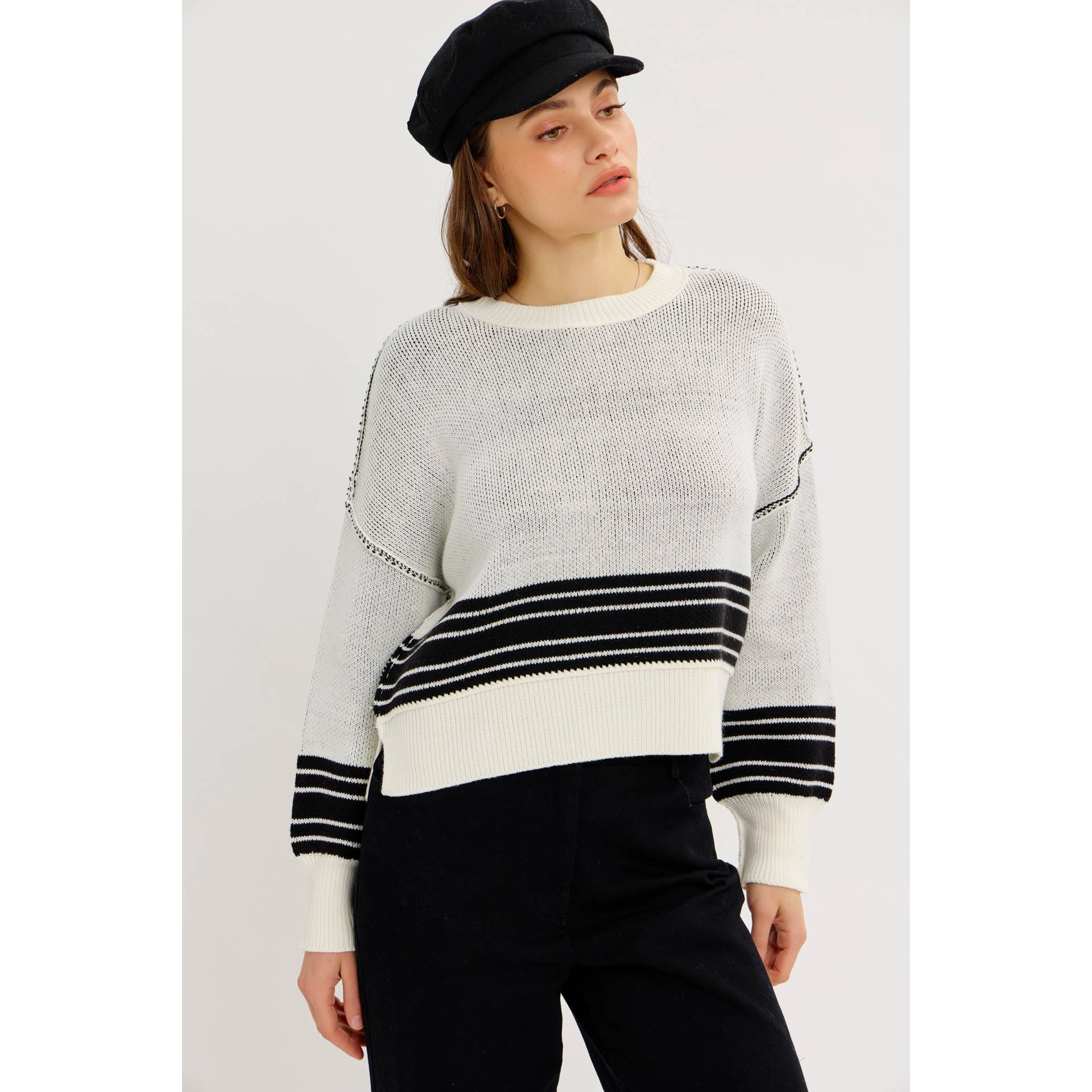 idem ditto - Vente Pull en maille – femme - PULL EN MAILLE RAYÉE BOXY INFINIMENT POLYVALENT3