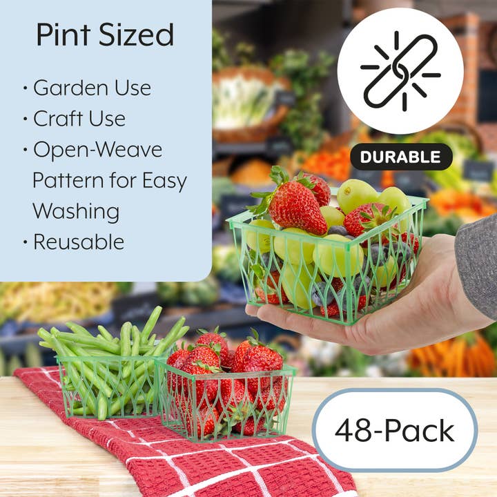 Kurated Korner - Wholesale Food Storage Container - Cornucopia Pint Size Plastic Berry Baskets 48pk2