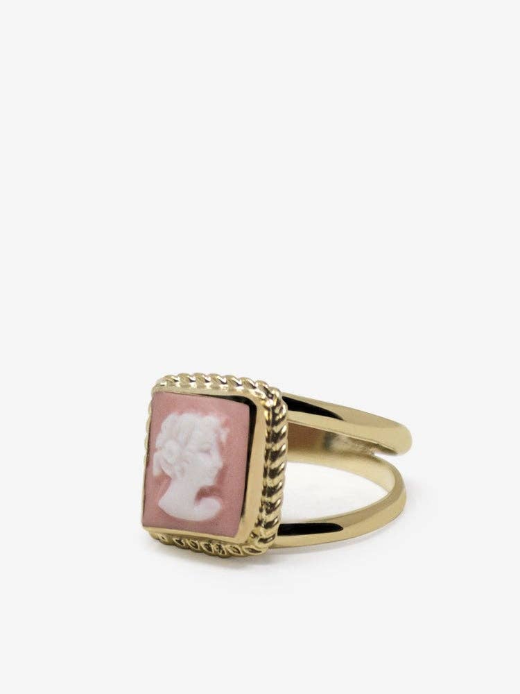 Vintouch Jewels - Wholesale Cocktail/Statement Ring - The Beloved Gold-plated Pink Cameo Ring