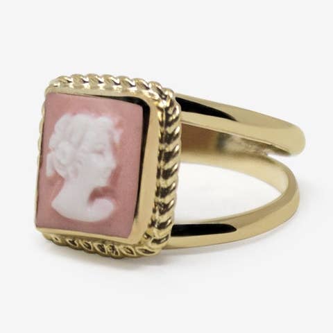 Vintouch Jewels - Wholesale Cocktail/Statement Ring - The Beloved Gold-plated Pink Cameo Ring0