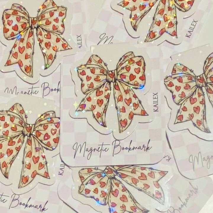 Marcador magnético holográfico con lazo de corazones para venta al por mayor de Kailex Boutique Wholesale