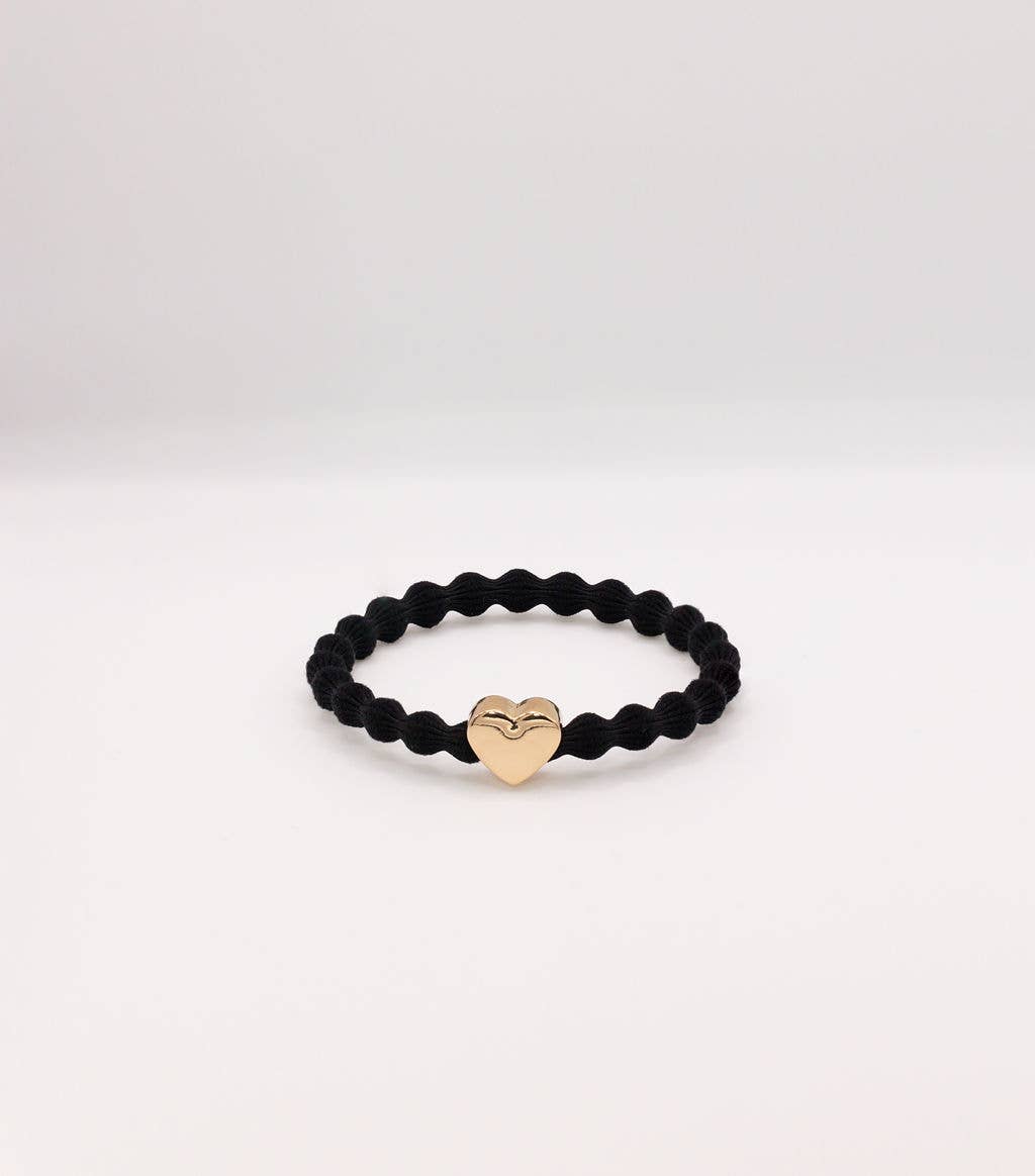 Last True Angel - Wholesale Hair Tie - Wave Hair Tie with Gold Heart Charm (Various Colours)0