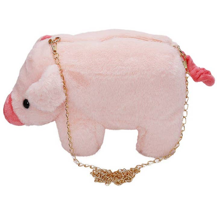 ASSORTED Chubby Piggy Fluffy Faux Fur Crossbody Purse Bag for wholesale on Faire4