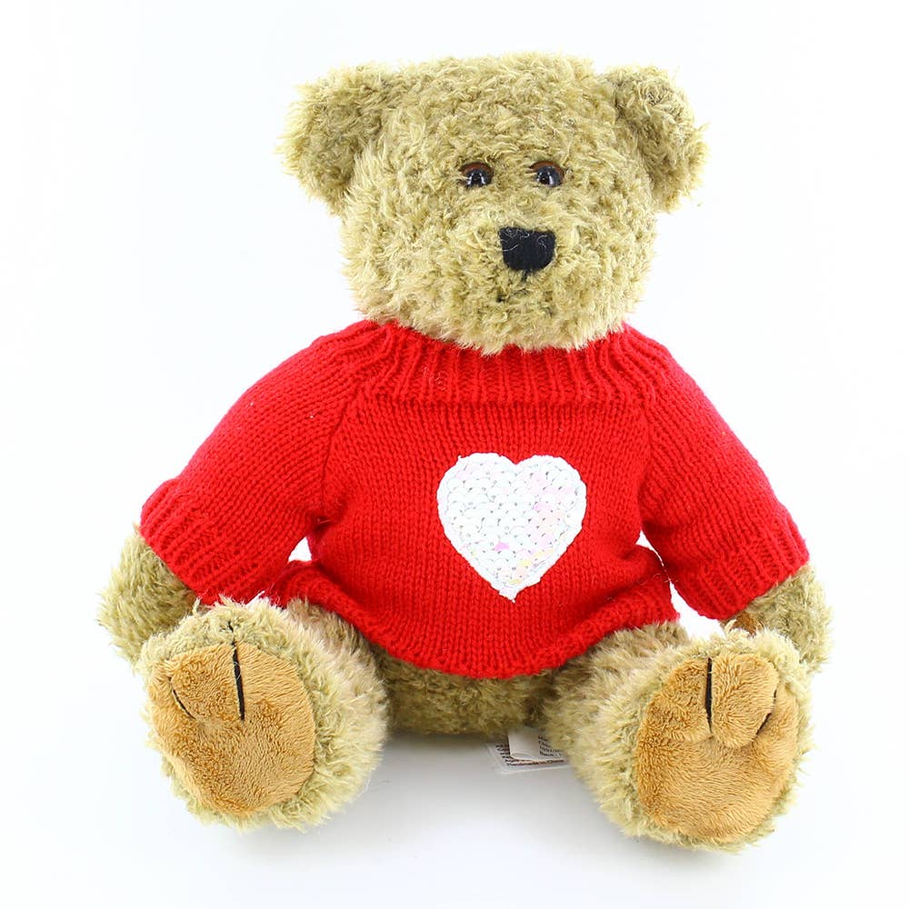 Plushland – wholesale Stuffed/plush toy – Kids & baby – 12″ Oatmeal Valentine Beige Bear | Bear with Heart Sweater
