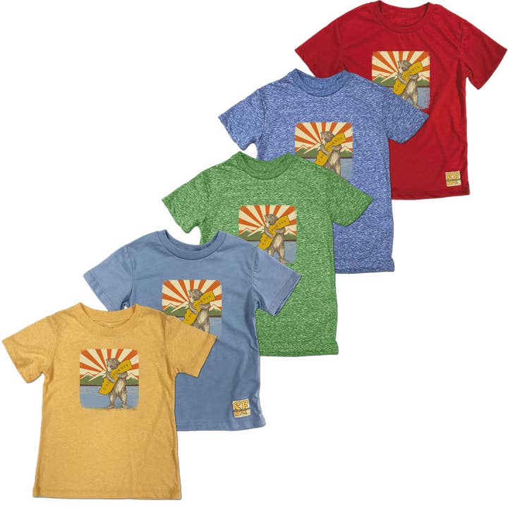 Mountain Bear Kids Tee, tri-blend for wholesale by SF Mercantile