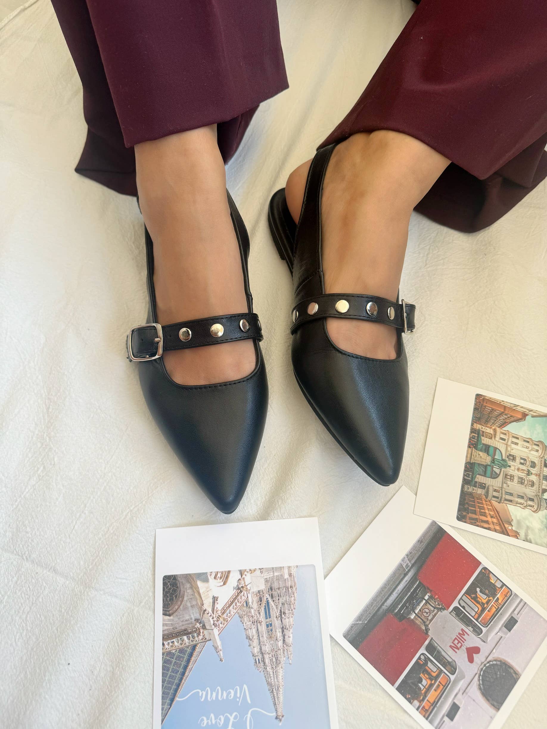 Christina Christi - Wholesale Muiltjes - Dames - Muiltjes voor dames, Zwarte leren muiltjes, Muiltjes met studs, Muiltjes voor dames8