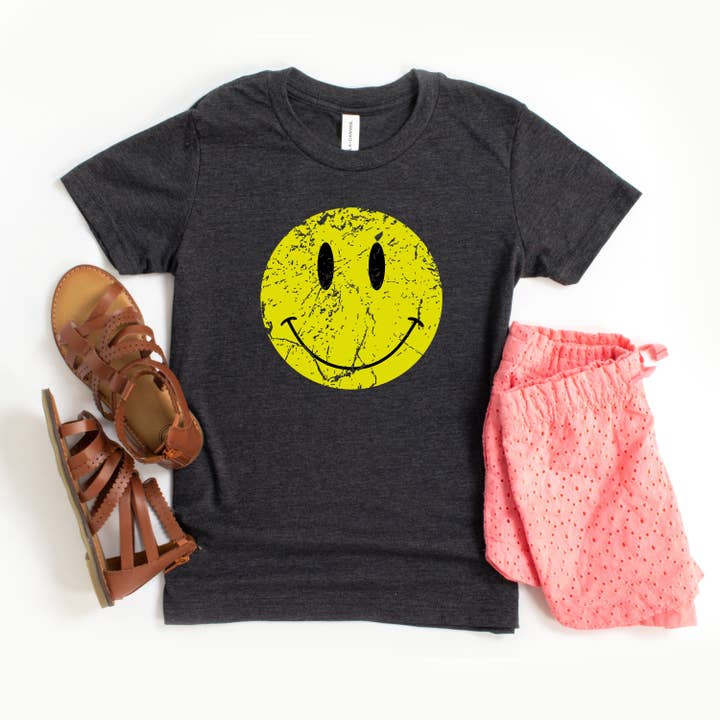 Nødlidende Smiley Face | Ungdom kortærmet Crew Neck for engroshandel hos The Juniper Shop Wholesale
