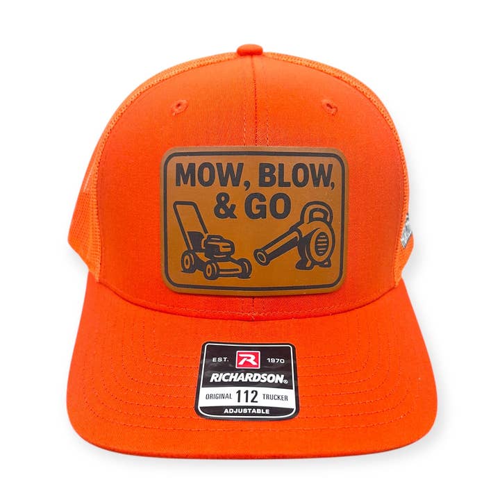 Mow, Blow, & Go Patch Hat - Richardson 112 Trucker Hat for wholesale by Horizon Hat Co.