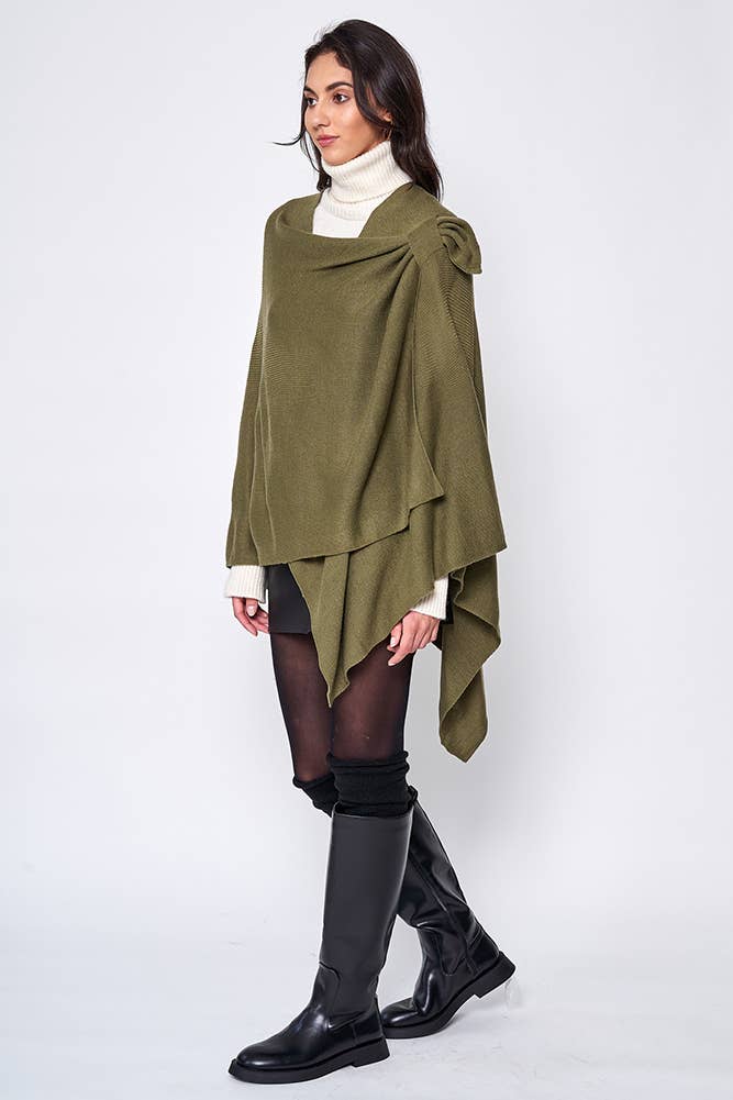 Hana - Venta al por mayor Poncho - Mujer - Ruana sólida con correa para el hombro51