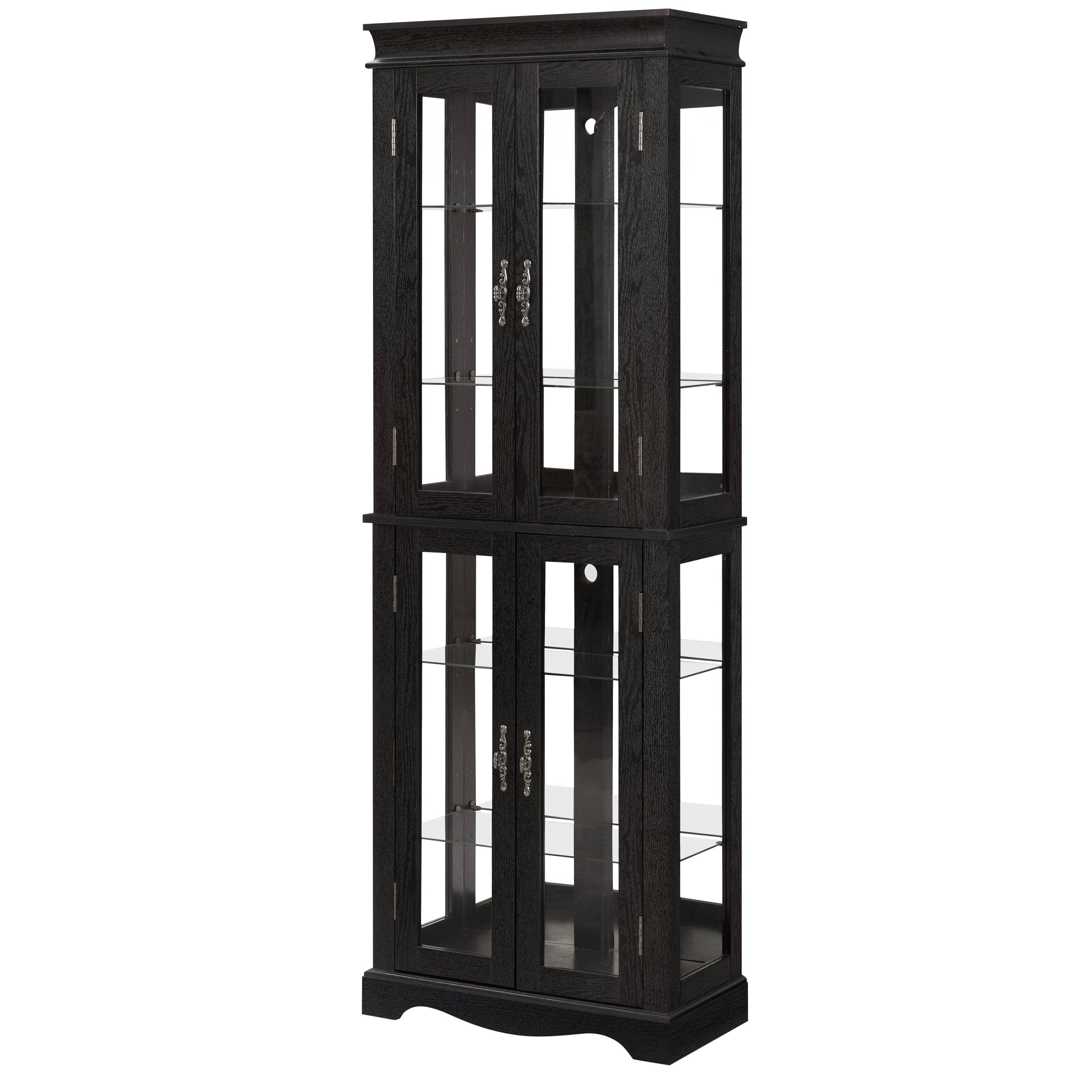 39F Inc. - Wholesale Cabinet - Lighted 6-Tier Glass Curio Display Cabinet with Wood Frame9