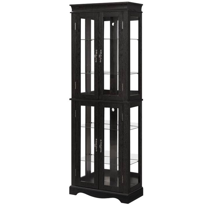 39F Inc. - Wholesale Cabinet - Lighted 6-Tier Glass Curio Display Cabinet with Wood Frame9