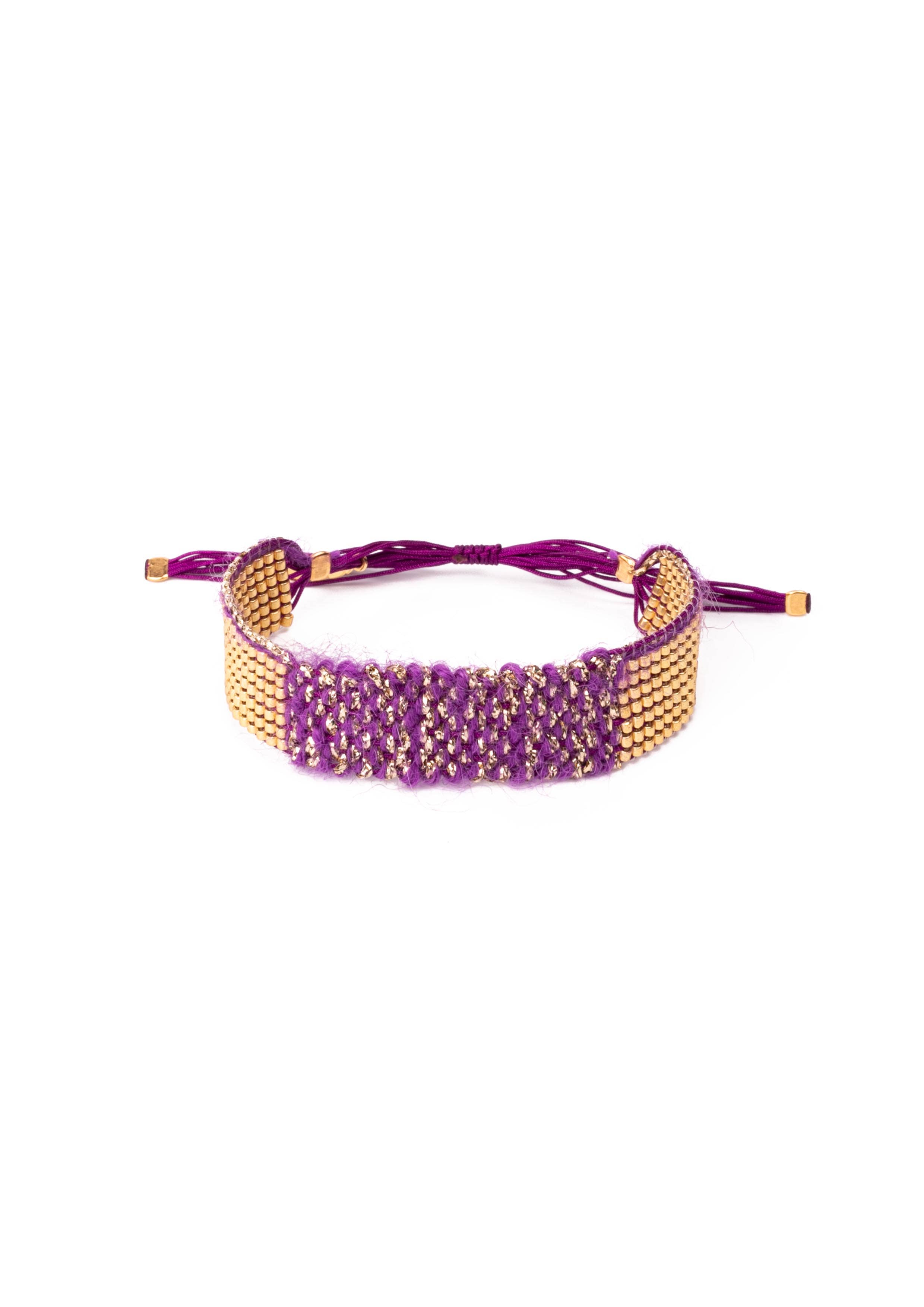 Maison Plune – wholesale Pärlarmband – Tweed justerbart armband med 7 rader av guldfärgade miyuki-pärlor6