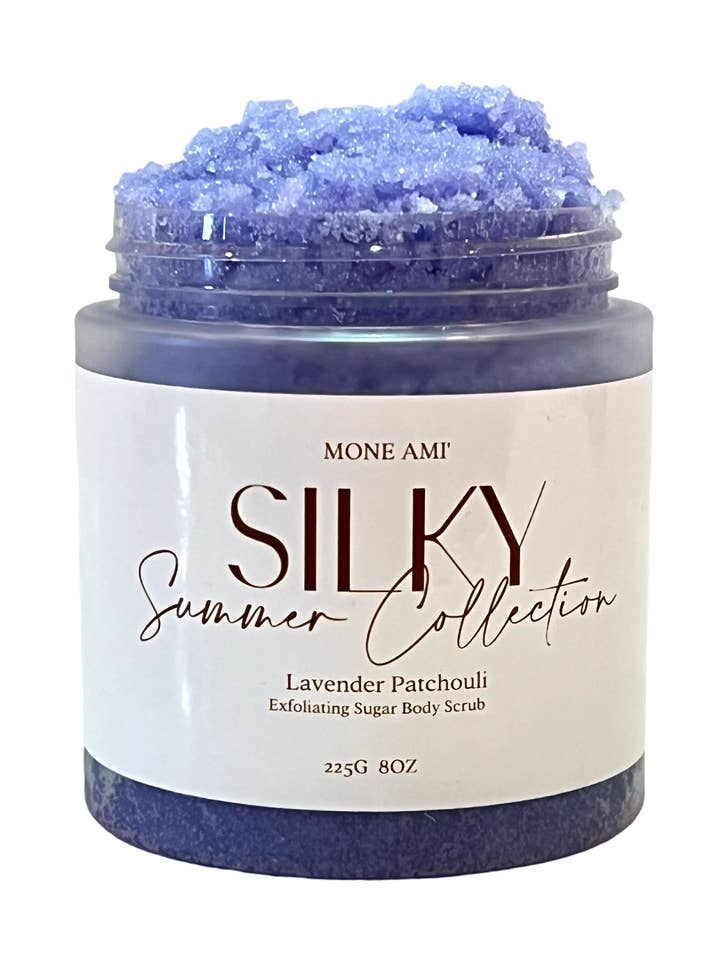 Lavender Patchouli Silky Summer Sugar Scrub for wholesale by Mone Ami'