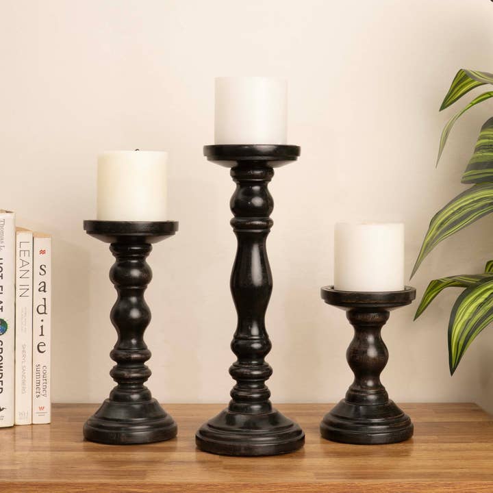 LuxeDesigns Co LLC - Wholesale Candle Holder - Wooden Candle Holders for Tall Pillar Candles Set of 32