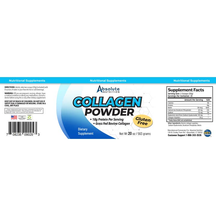 Absolute Nutrition - Wholesale Protein/Superfood Powder - Collagen Powder 20oz