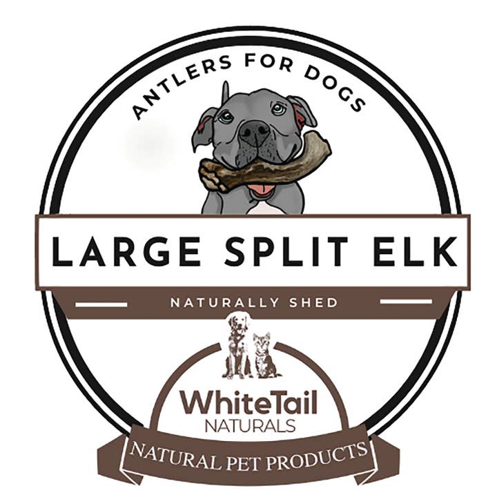 WhiteTail Naturals - Venta al por mayor Hueso/rollito masticable - Perros - Huesos masticables para perros con cuernos de alce de corte único (grandes)