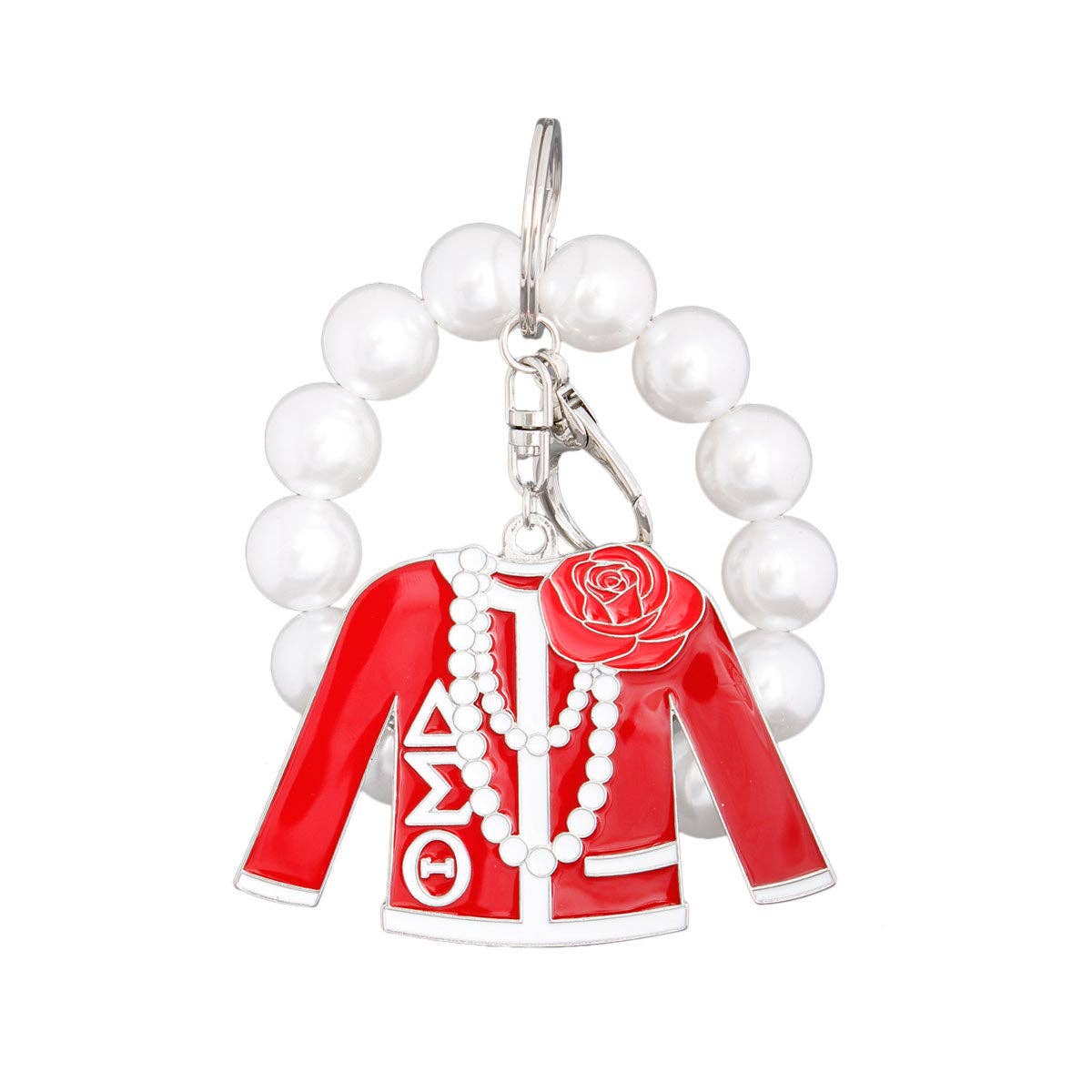 Red and White Sorority Keychain for wholesale on Faire1